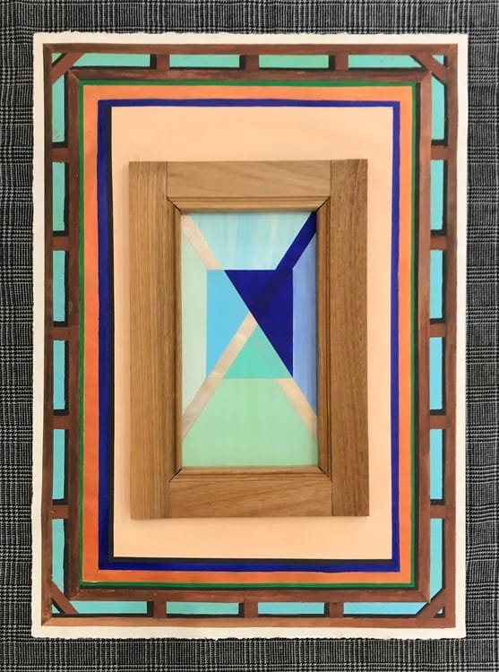 Entabladura. Tomás Rivas. MARCO Estilo Continental. C.D.D. 2024. Pintura acrílica sobre papel. Marco de madera. 77 x 55.5 cms. Tomás Rivas. Galería Madre. Latinamerican Gallery