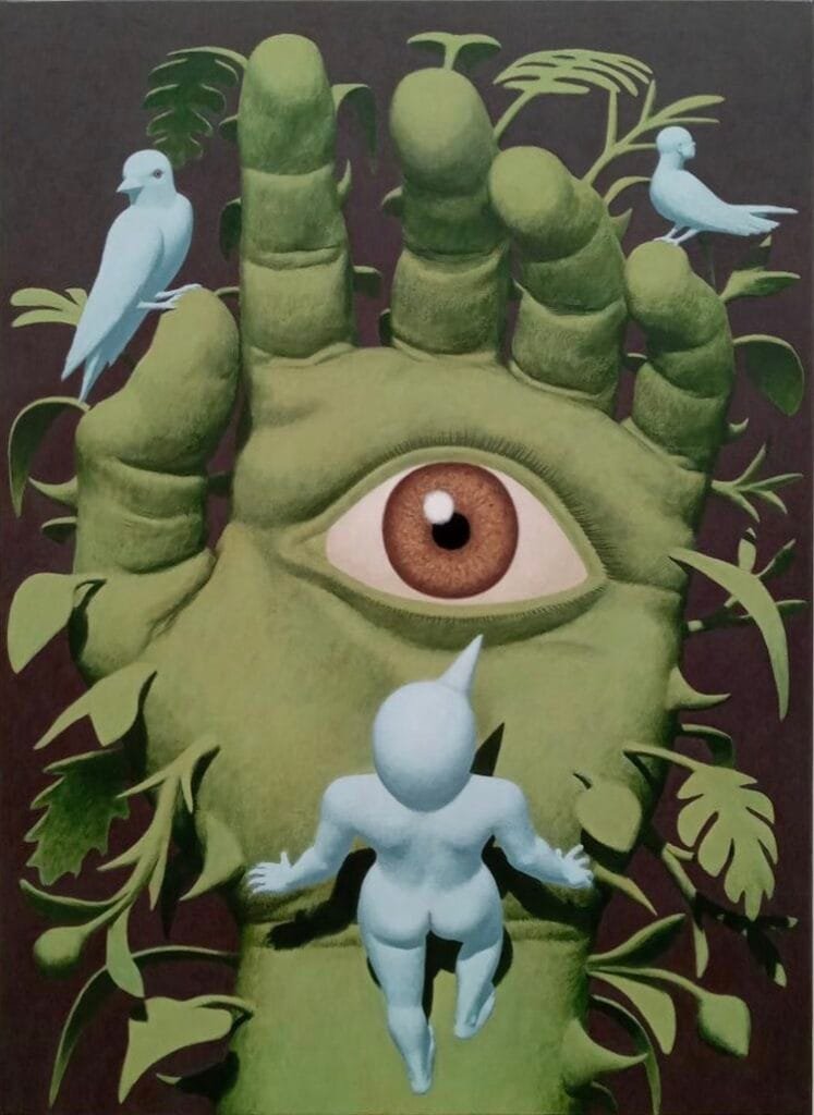 20/20/20: Monestier. Peña y Corji. Lyle O. Reitzel Arte Contemporáneo. Pierre Monestier Main (verte) de Fatma. Acrylic on canvas.