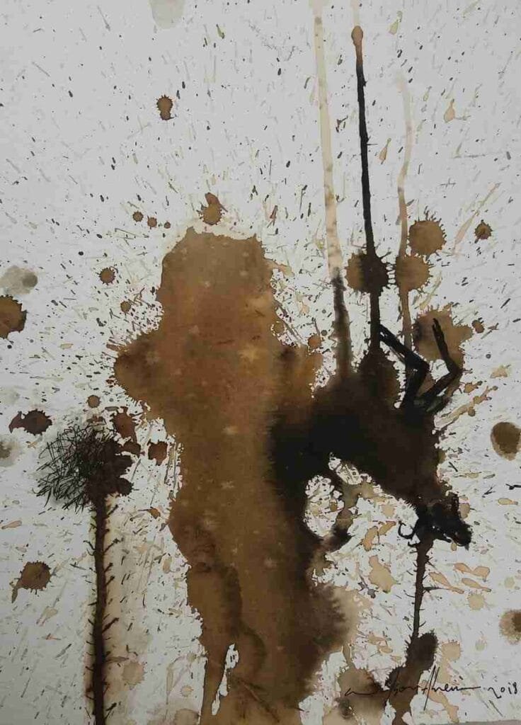 Engendrando bestias en el Edén Técnica mixta sobre papel 300 grs Medidas 30,5 × 2,9 cms Autor Wilson Abreu Origen República Dominicana. Año 2018