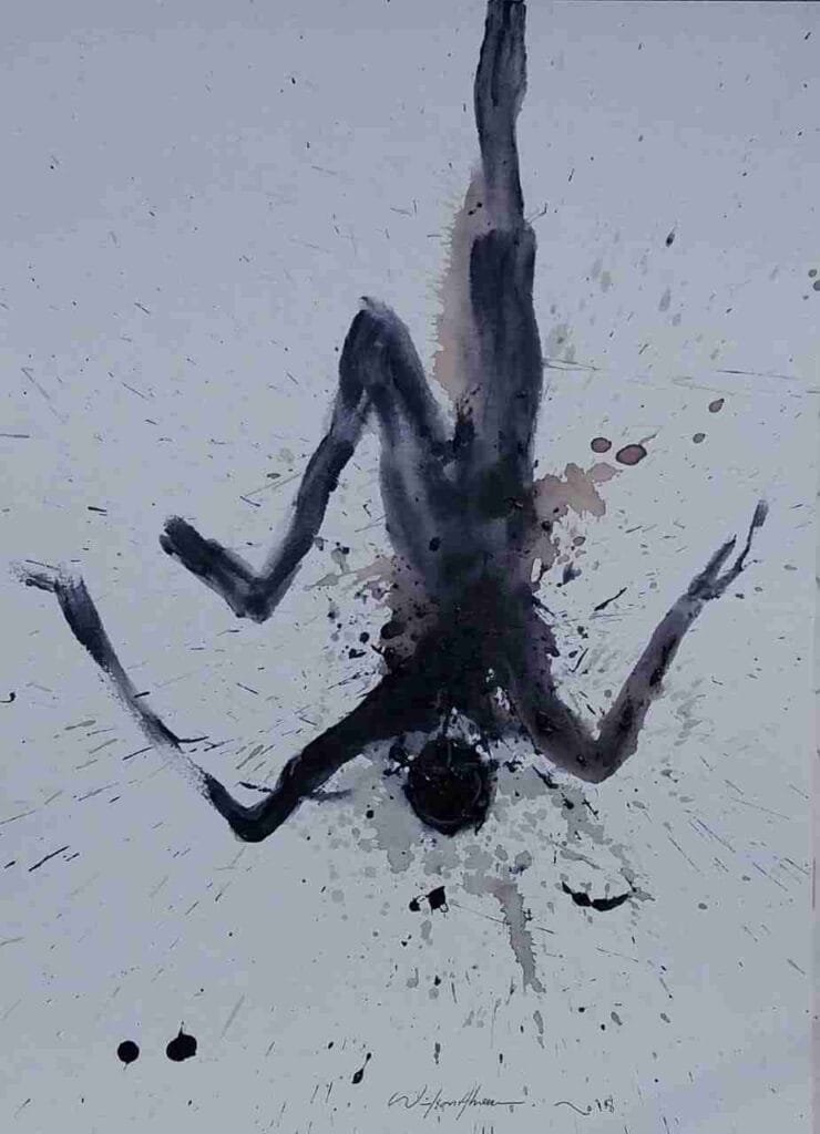 Limbo Serie Gravitaciones Técnica acrílico sobre papel 300 grs Medidas 27,9 × 38,1 cms Autor Wilson Abreu Origen República Dominicana. Año 2018